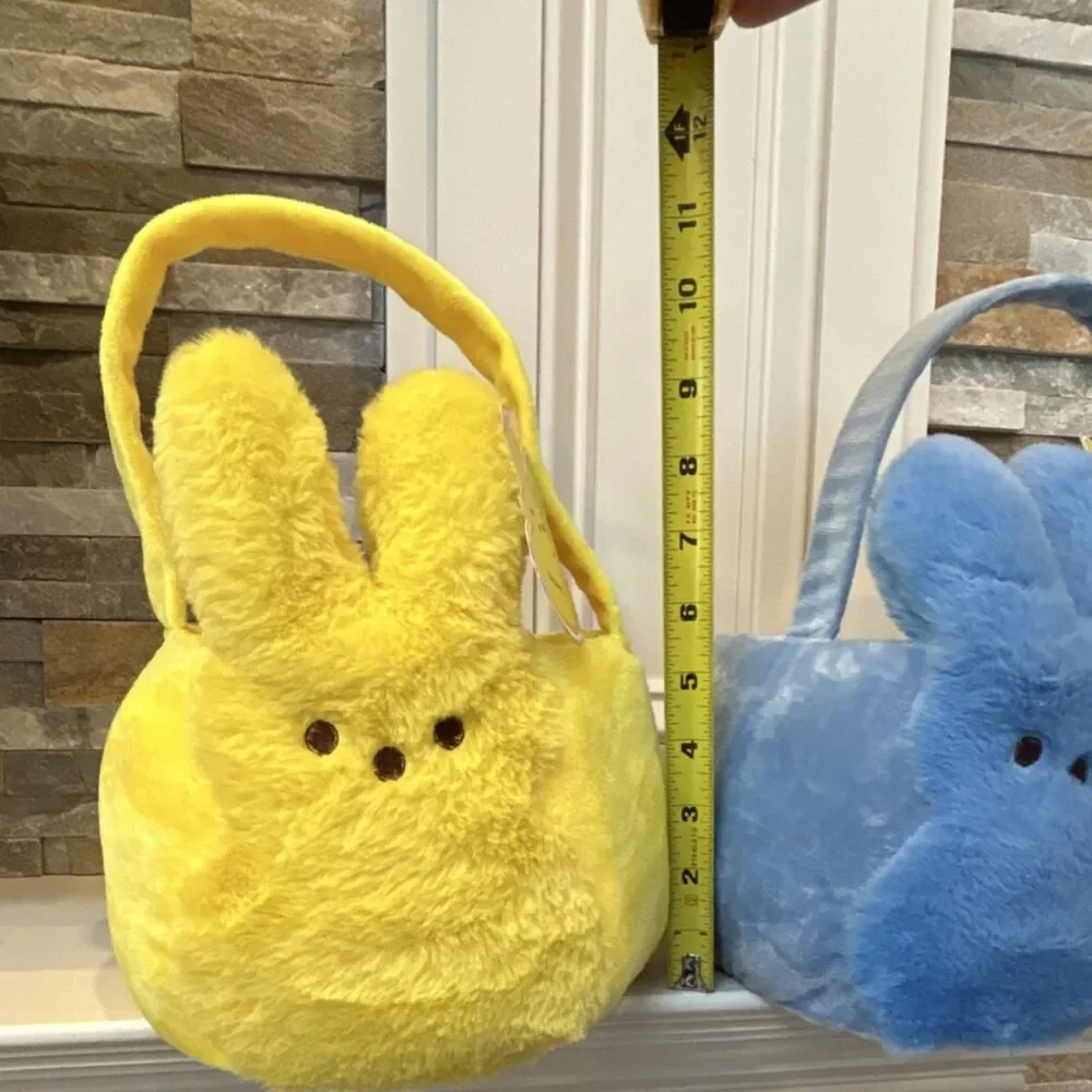 Peeps Plush Bunny Baskets Yellow Blue Set 10x8 in Easter/Candy Themed
